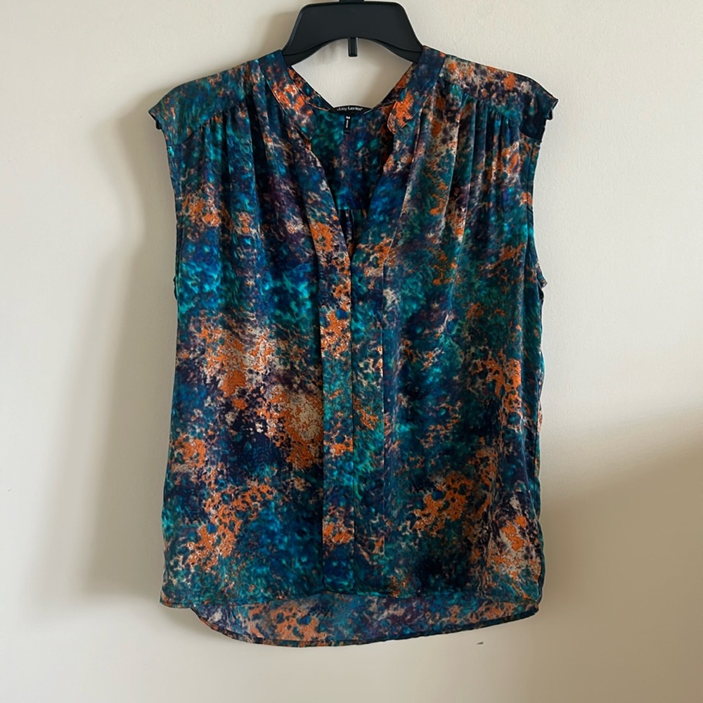 Daisy Fuentes Blue and Orange Blouse Size Medium